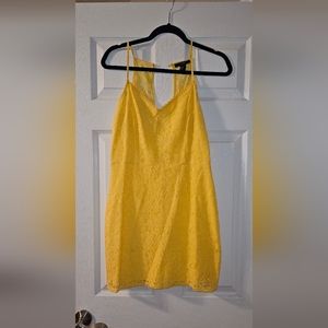 Forever 21 Yellow Allover Floral Lace Mini Dress